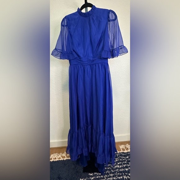 Mac Duggal || Ruffled High Neckline Tiered Dress - Picture 3 of 5